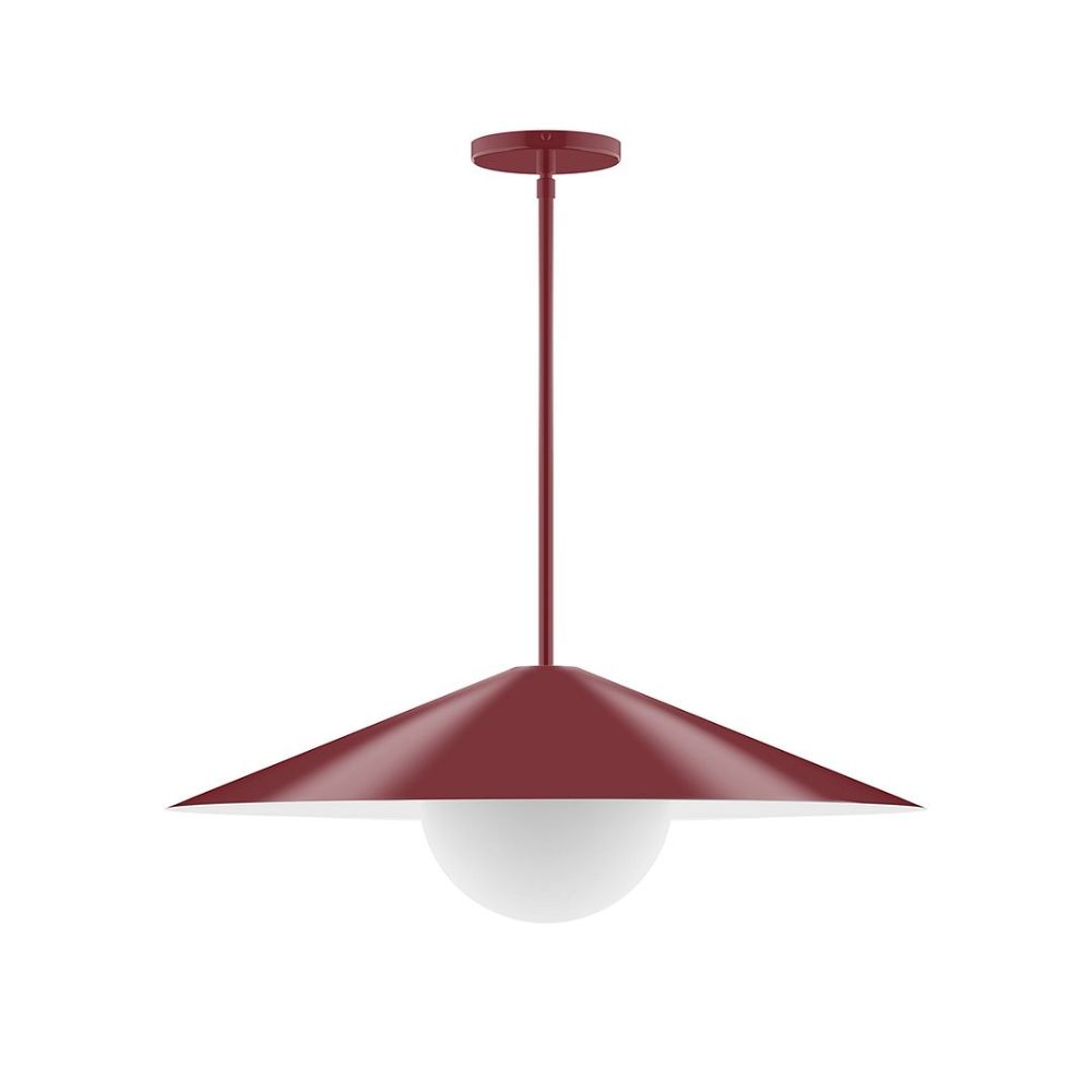 Montclair Lightworks STG429-G15-55 24" Axis Shallow Cone Stem Hung Pendant Barn Red Finish